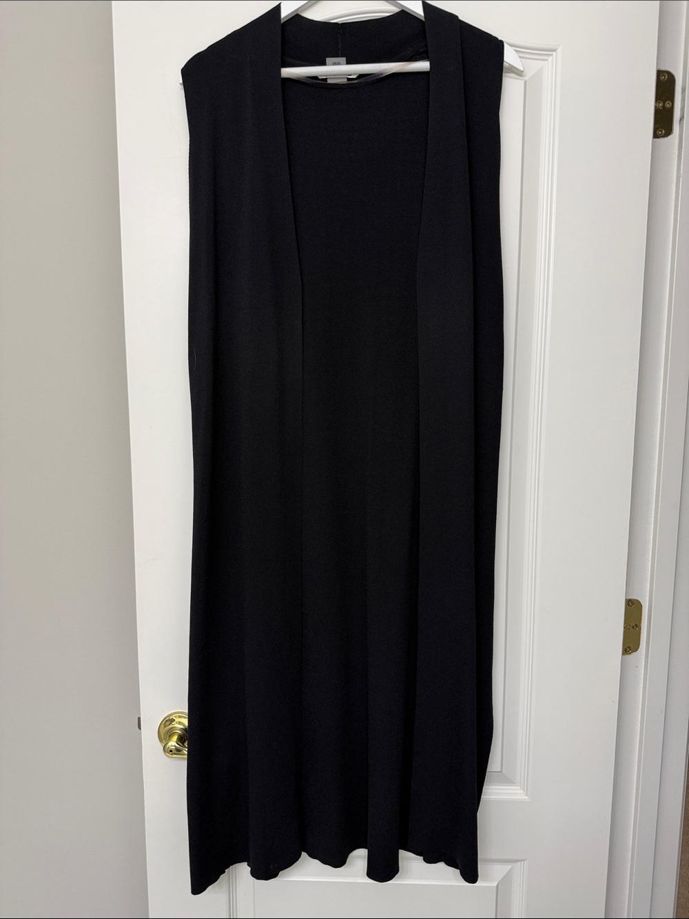 Long Black Sleeveless Open Duster Vest